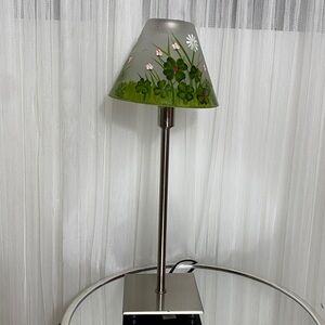 Hand Painted Glass Floral Shade Table Lamp with Metal Base